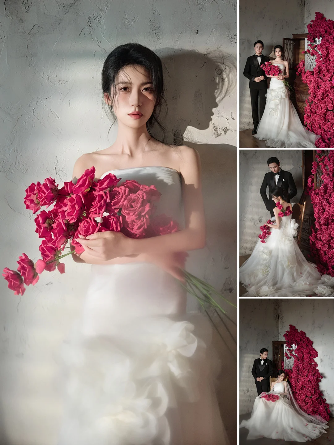 氛围感绝了🔥玫瑰花瀑婚纱照美到心坎里了💕