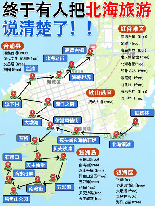 终于把北海旅游线路说清楚了….😅（不绕路版）