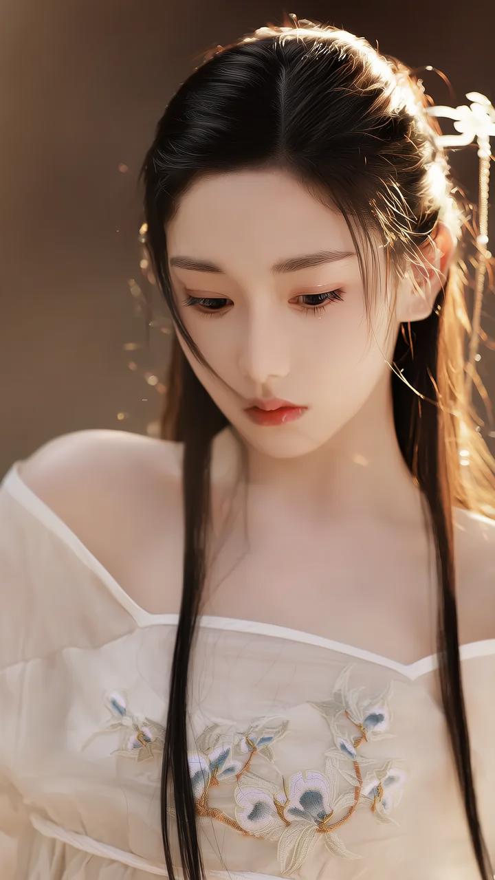 温柔古风少女，典雅发饰点缀，如梦似幻。