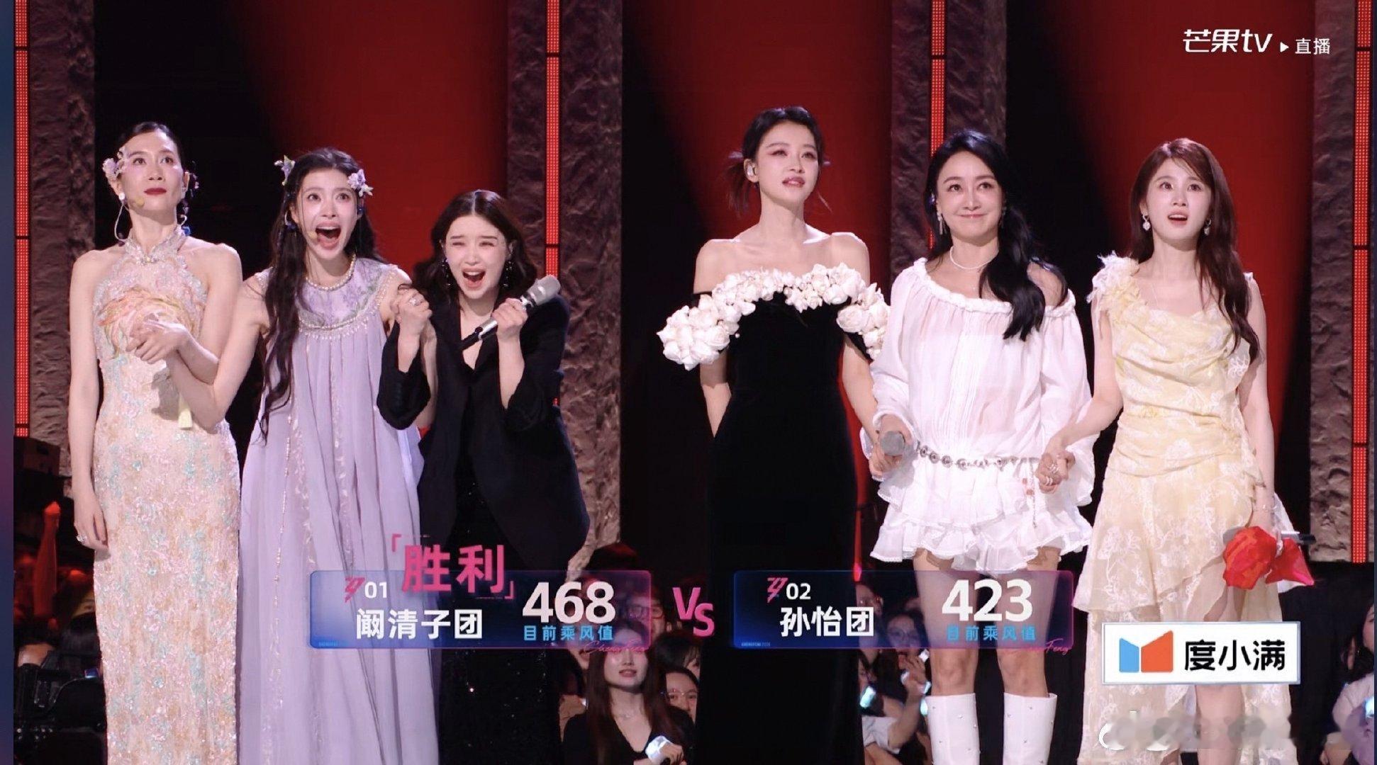 阚清子团468票阚清子468票孙怡423票 乘风2026浪姐7一公直播，第二轮：