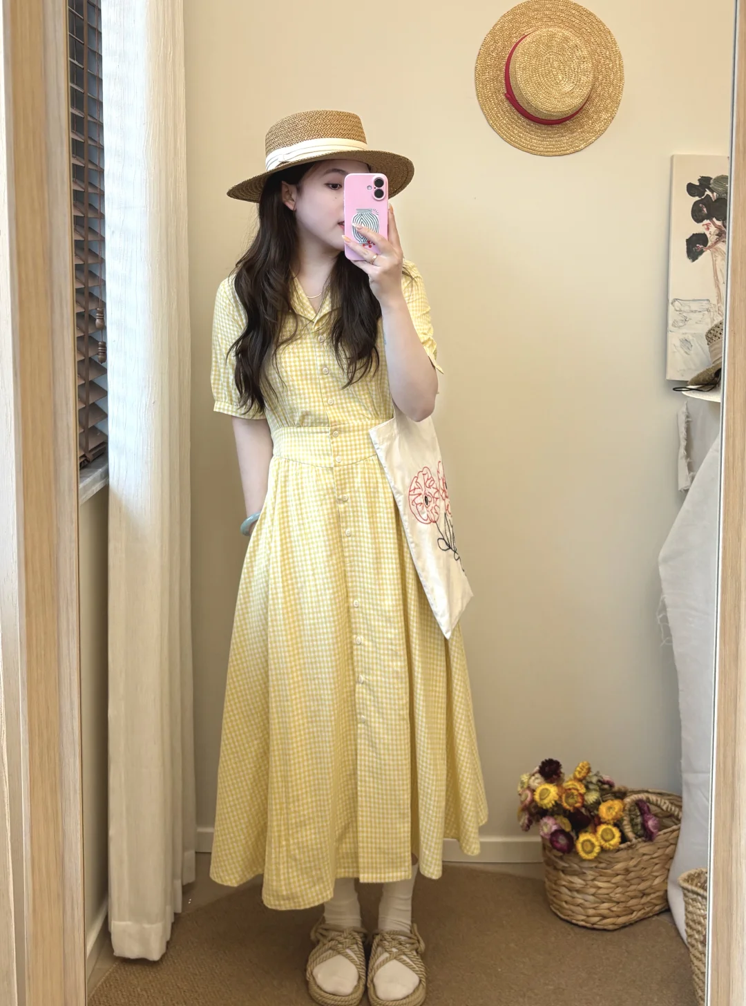 🌼森系女孩穿黄色连衣裙～