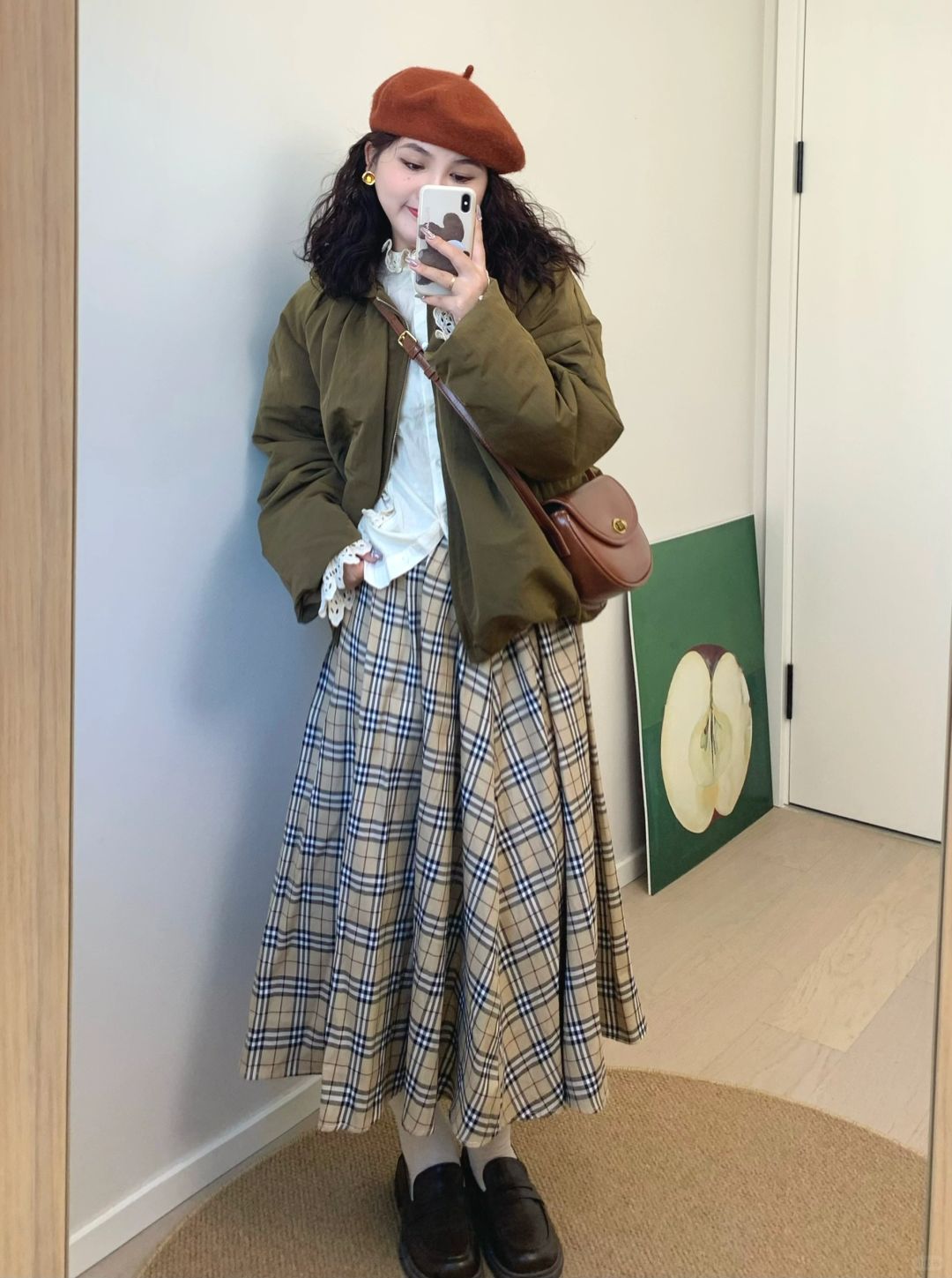 🍪｜花苞羽绒服和复古格纹裙～