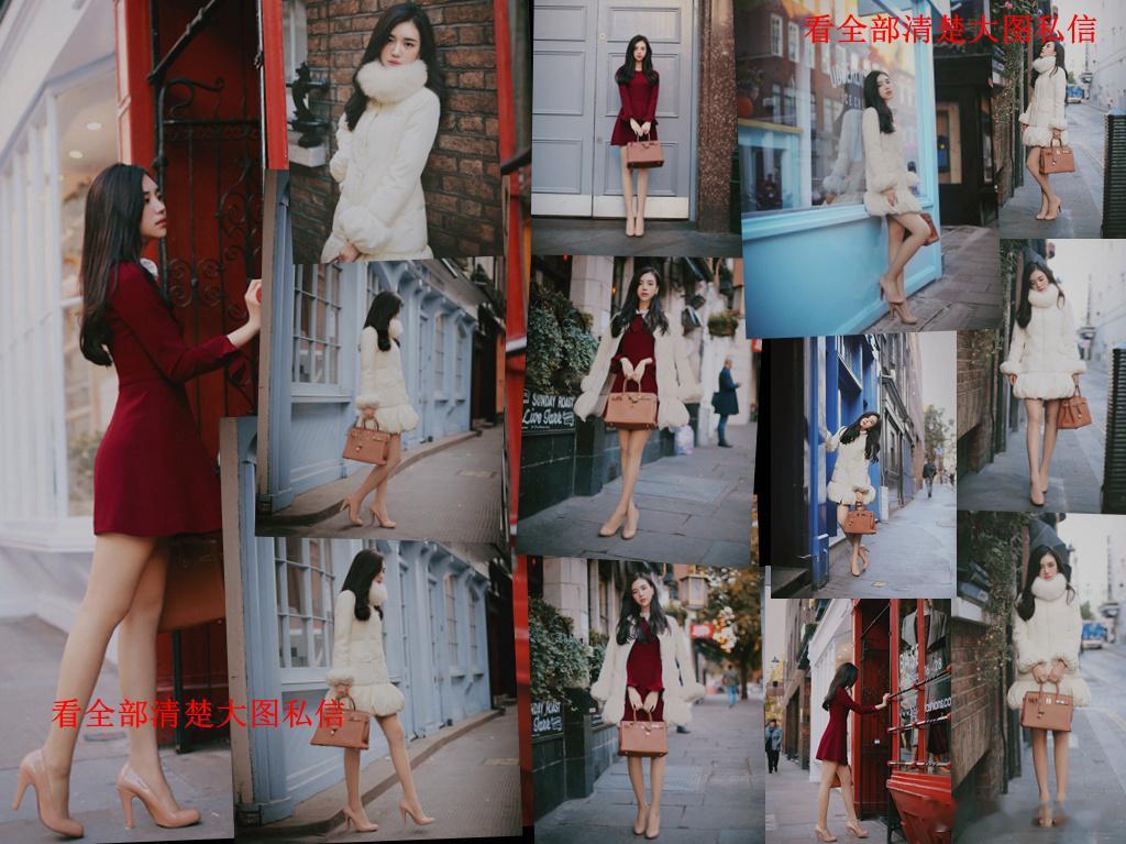 白色毛领羽绒服薄肉色丝袜... 