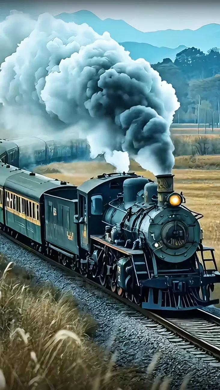 穿越时光的蒸汽火车，穿越山间的美景小火车上的风景 幸福路上的火车