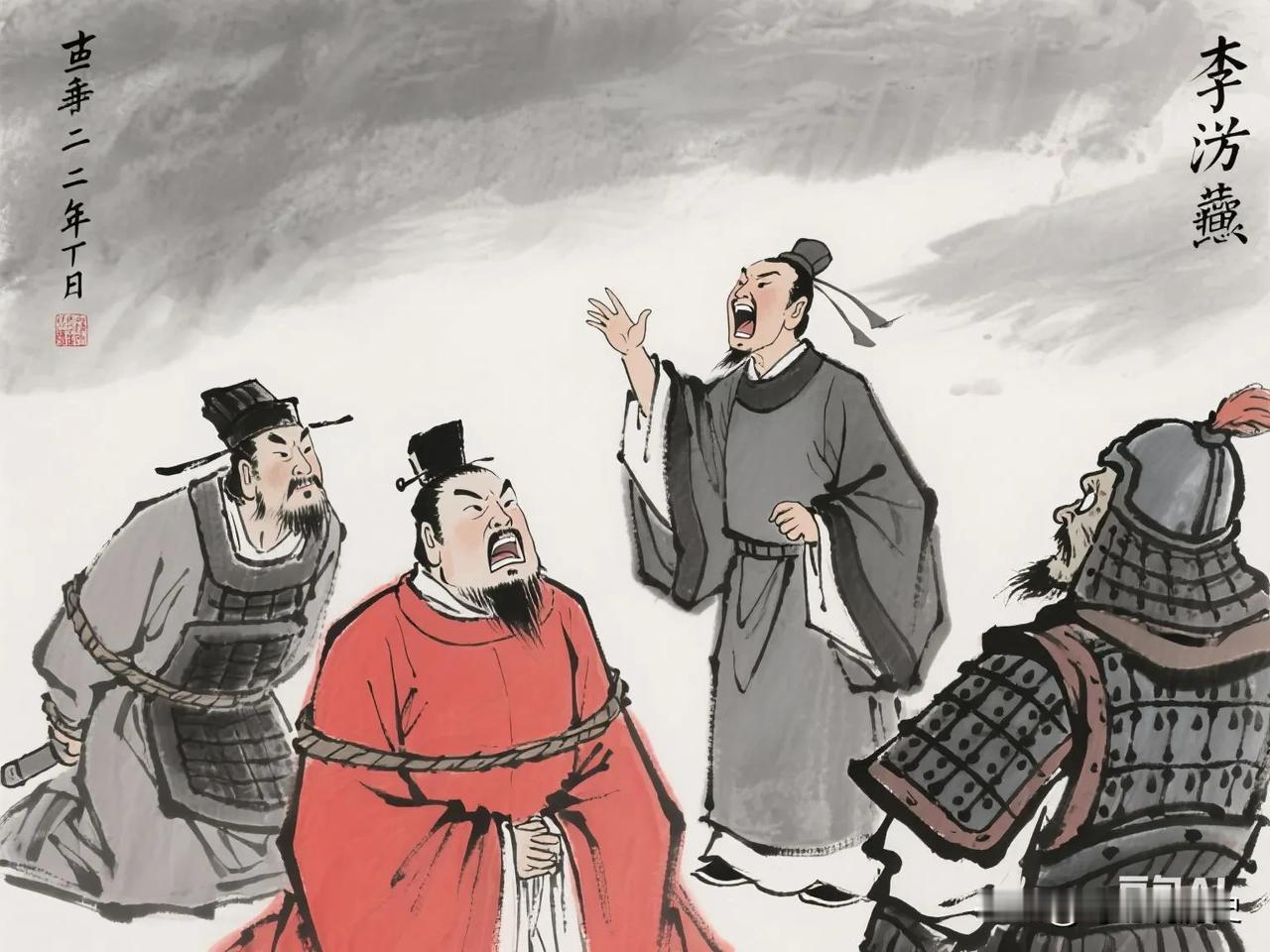 靖康二年正月，有个叫李若水的文官日夜守在被俘的二帝身边，骂不绝口，金兵劝降不成，