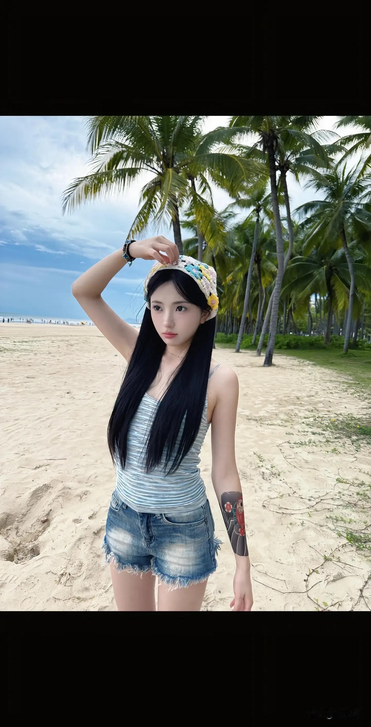 碧海潮生处，美人倚岸立。