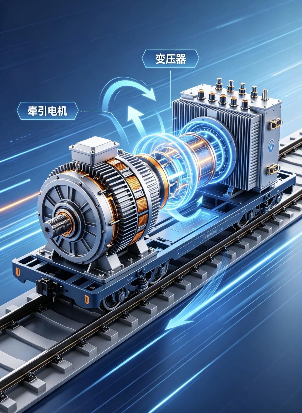 未来科技感十足的牵引电机与变压器组合，引领工业新潮流！🚀🔧