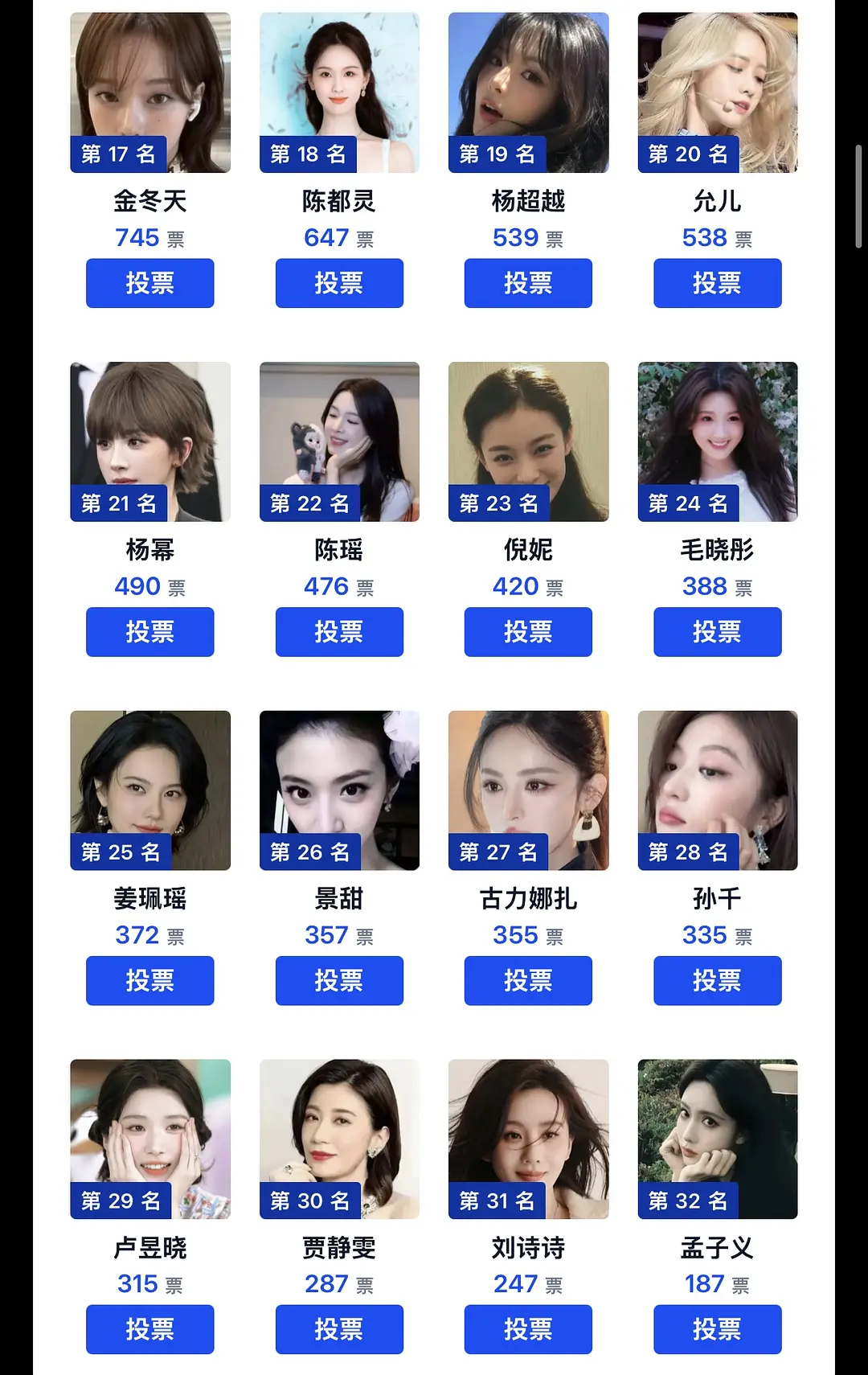 虎扑女神大赛入选的前50，符合体感吗？ ​​​
