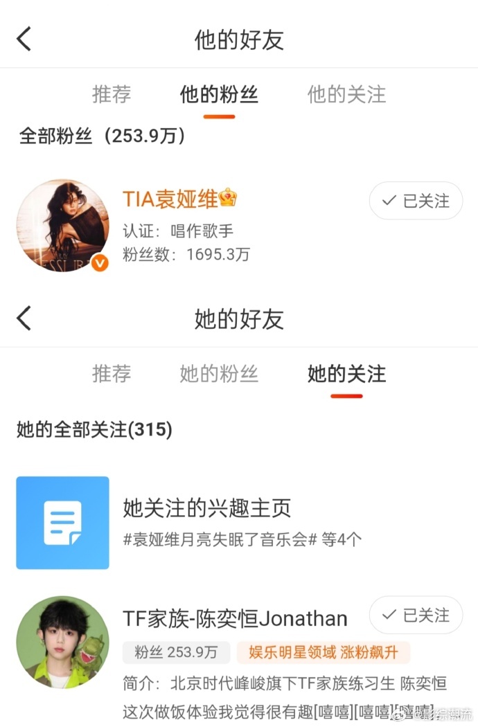 袁娅维关注陈奕恒了谁懂啊，袁娅维主动关注太惊喜啦，感谢前辈赏识，奕恒原创能力在线