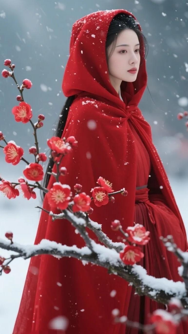 上联：雪伴梅红枝作伴，欢度人间冬
下联：风携花雨露为酒，邀饮世外春，这个下联把春