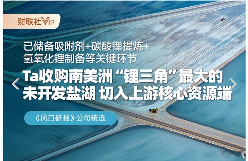 6天4板：跨界布局盐湖提锂：收购南美：“锂三角”最大未开发盐湖【导语】作者系《网