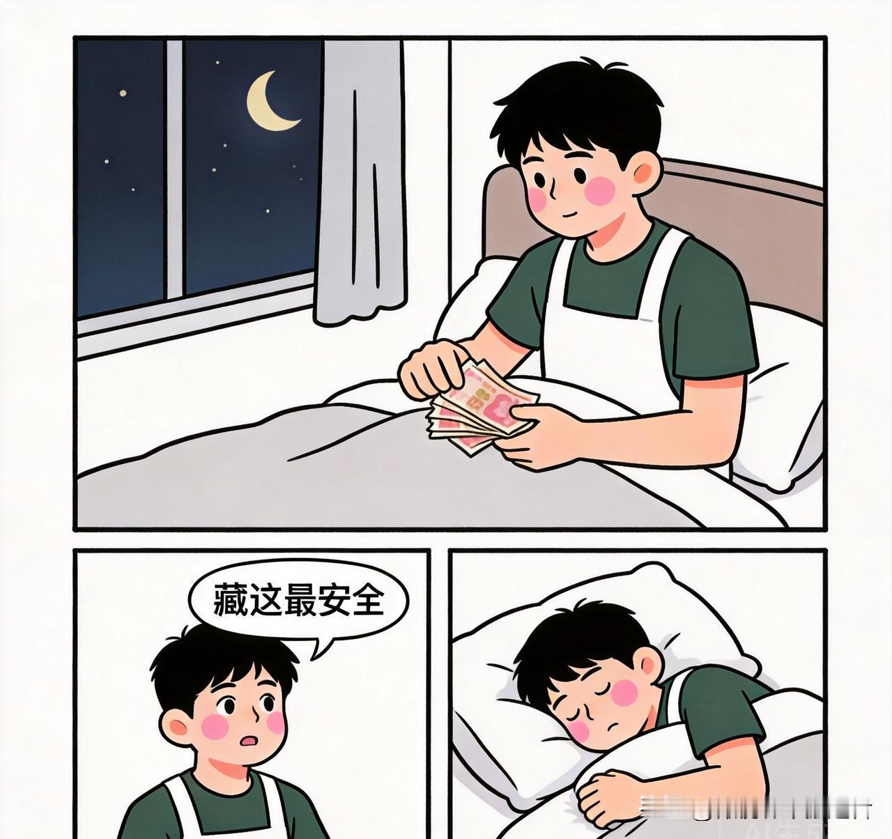 趣味漫画：老公偷偷把私房钱藏枕头里藏了好几年，老婆嫌枕头太旧扔了换新的，老公回家