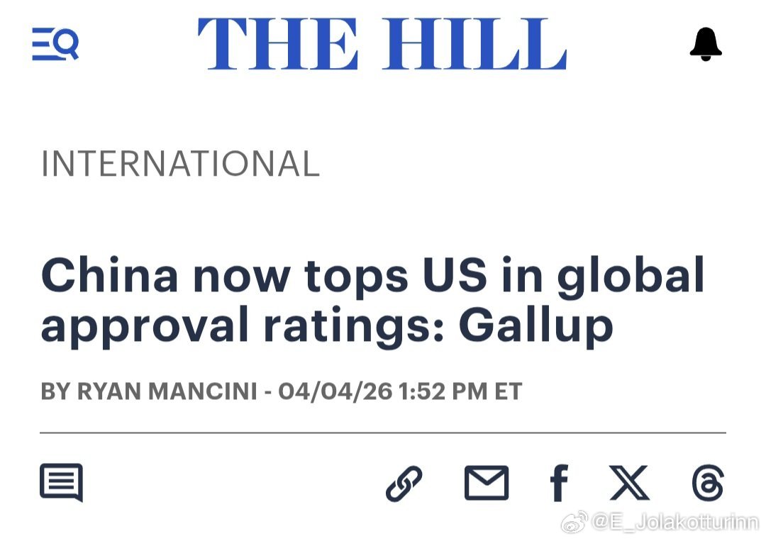 中国全球领导力首超美国美国持续作妖的结果就是在全球道义上丢掉了用西方舆论优势打造