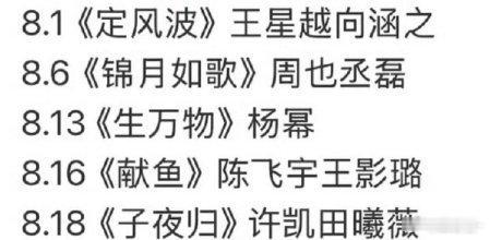 八月要播五部剧 暑期剧集大战来了 这几部你觉得哪部会成为爆剧呢 ​​​