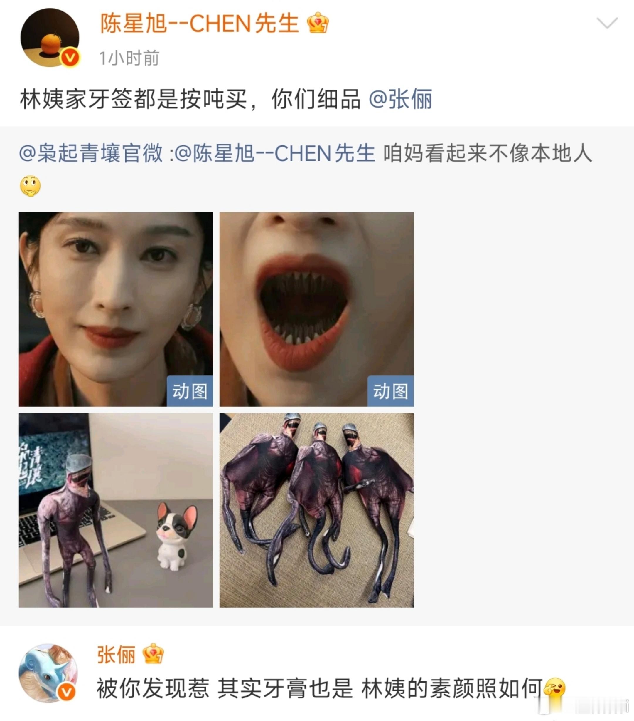 陈星旭张俪也太有梗了吧，现在一看到张俪就是林喜柔满口的牙和陈星旭说林姨牙签得按吨