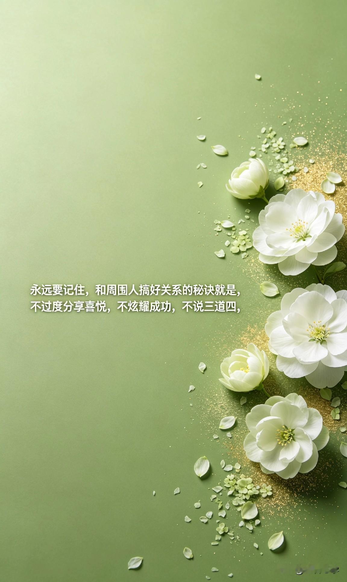 永远要记住，和周围人搞好关系的秘诀就是，不过度分享喜悦，不炫耀成功，不说三道四，