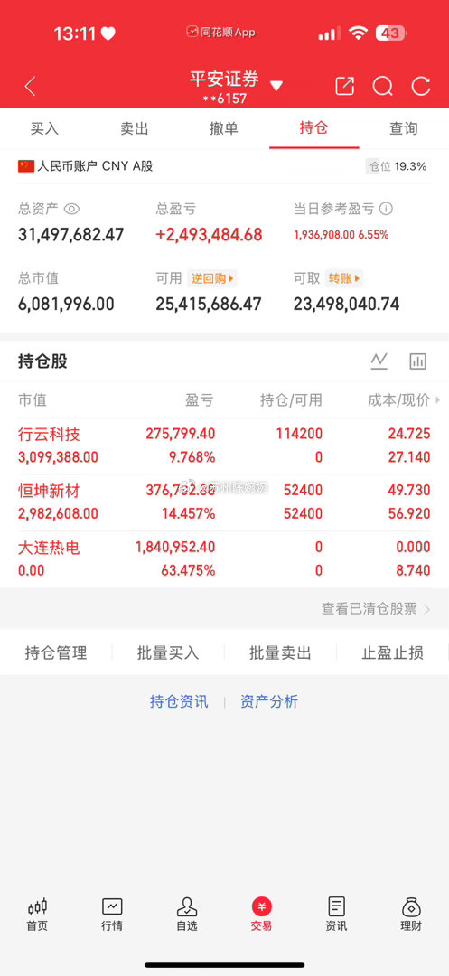 📈 每日持仓打卡欢迎各位前来验证！（第93天）今日买入：行云科技 今日卖出：大