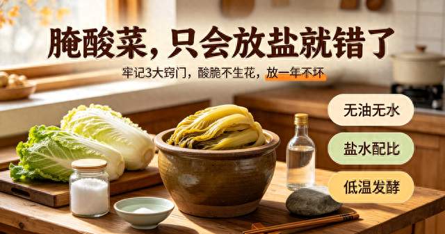 腌酸菜，只会放盐就错了！牢记3大窍门，酸脆不生花，放一年不坏