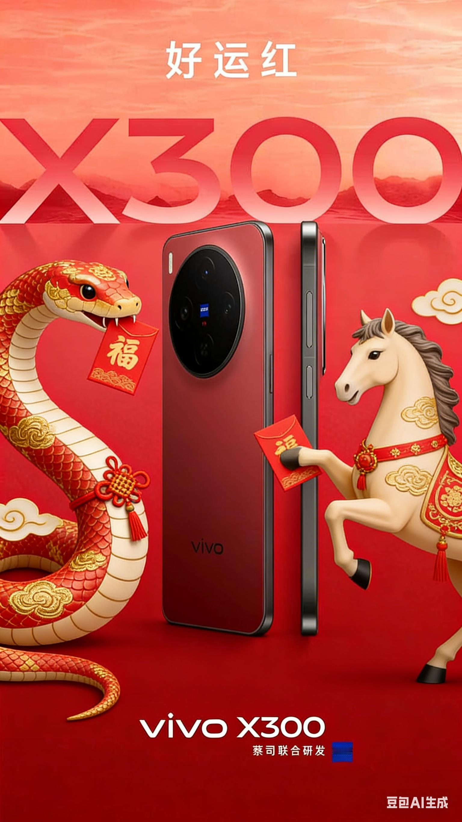 今天做个蛇·马交替的新年照vivo X300好运红必须是主角，大家觉得好看吗？ 