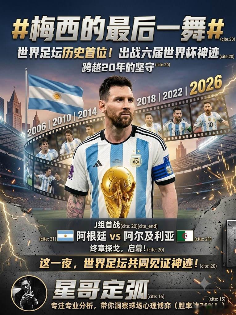 梅西的最后一舞 🇦🇷 终章探戈正式启幕！北京时间6月17日上午9点，美加墨世