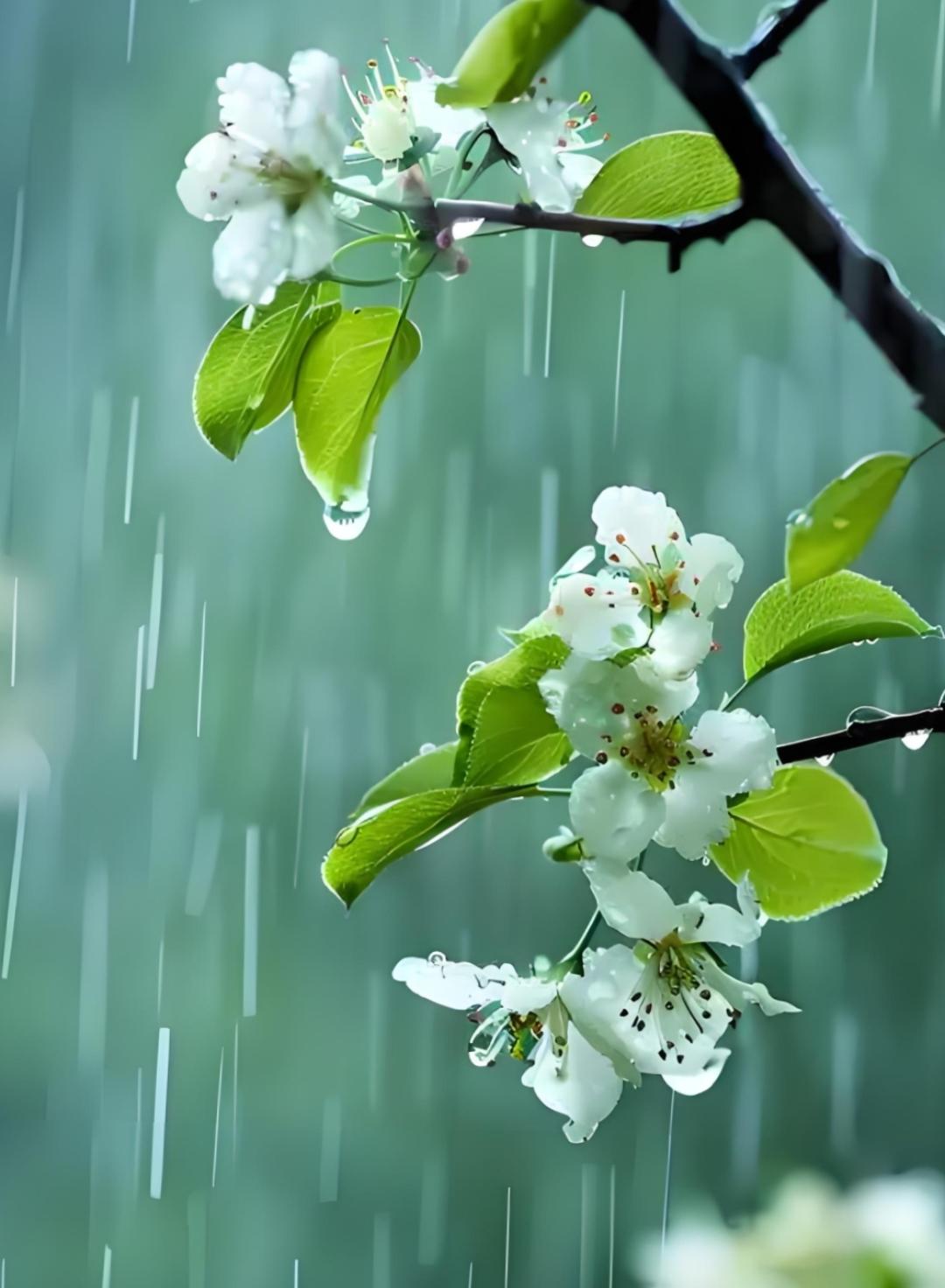 下联：半片残叶秋含霜

赏析：上联“一枝梨花春带雨”写春日梨花沾雨之娇柔哀婉，下