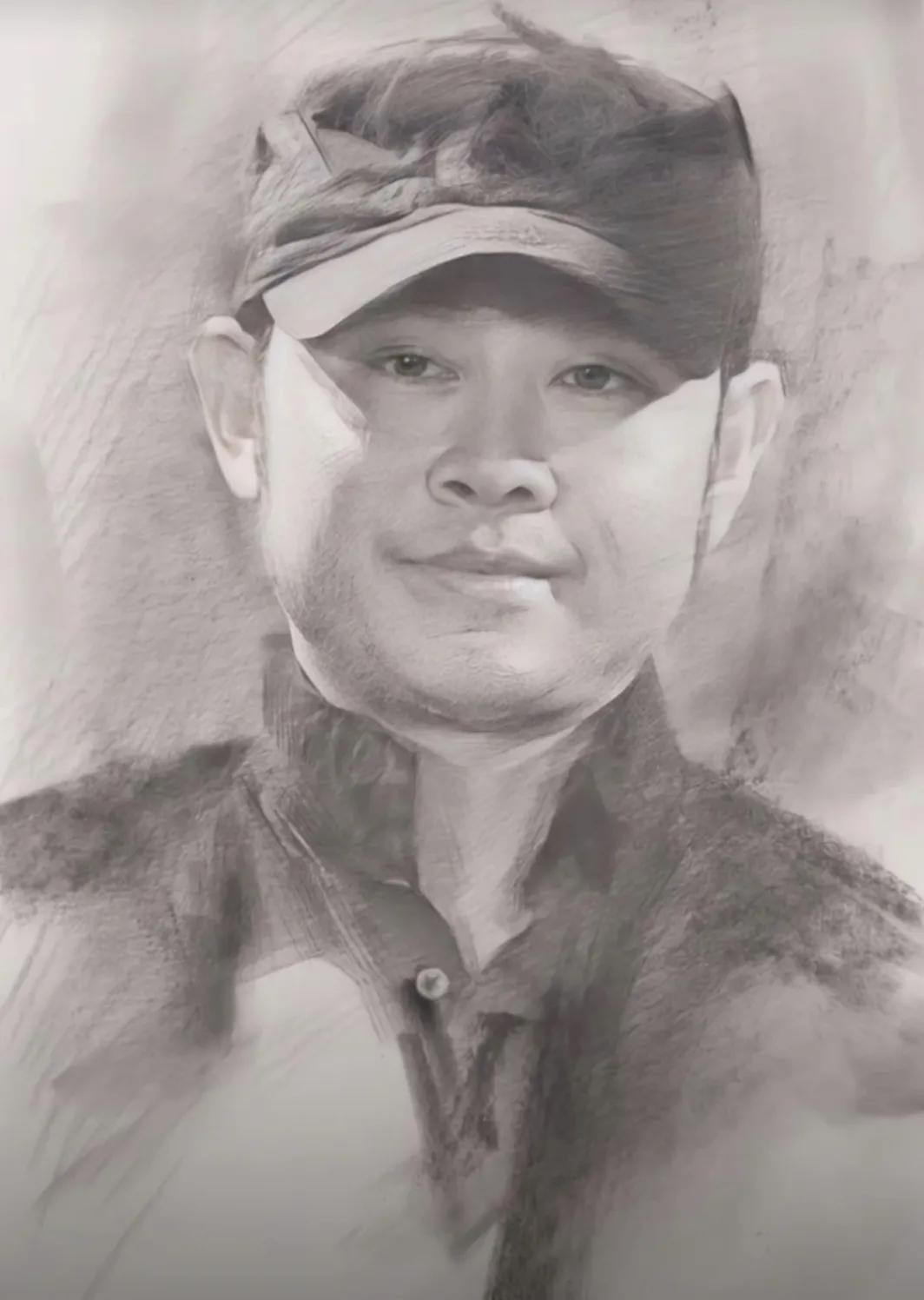 有网友说自己画了一幅刀哥的画像，本人觉得是刀哥最好的形象。以前的太嫩，现在的有点