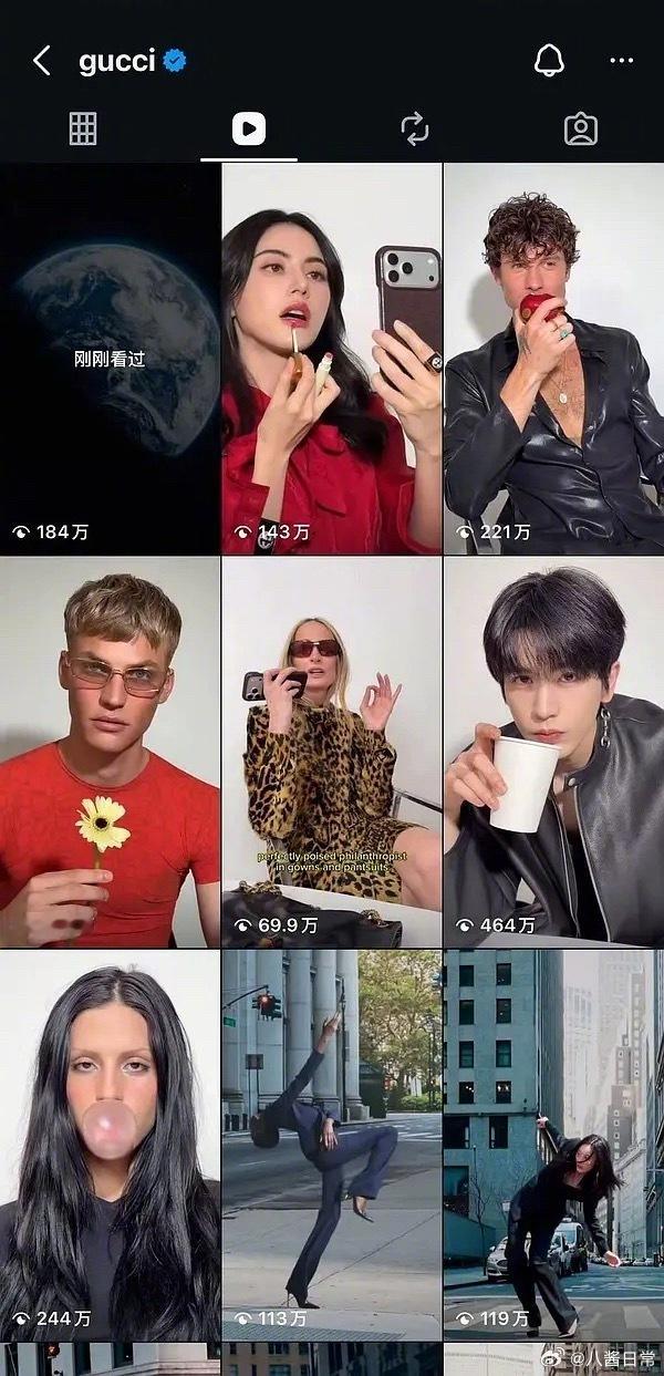 张凌赫gucci官方账号播放量断层第一 
