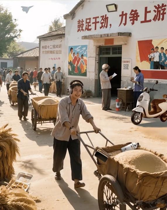 七十年代的生产场景。图中有多处不符合当时环境的元素，你能找到多少呢？期待你的考与