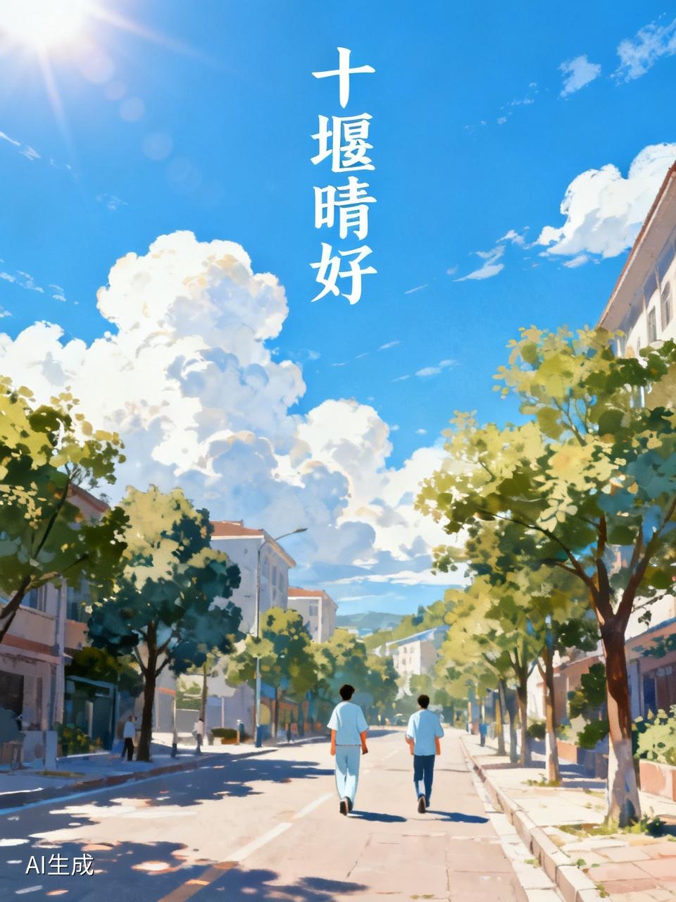 今天十堰的天气放晴，美到极致！天空中白云飘飘，阳光璀璨，宛如一幅绝美的画卷。前一