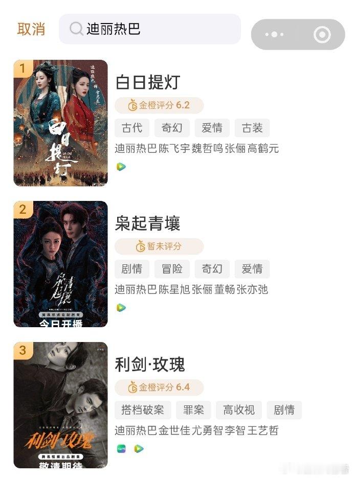 迪丽热巴作品金橙评分 迪丽热巴作品金橙评分，《白日提灯》6.2、《利剑玫瑰》6.