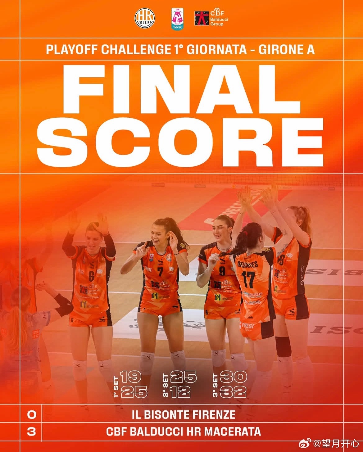 欧挑杯资格赛名额争夺，马切拉塔3-0佛罗伦萨25-19/25-12/32-30下