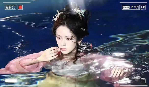 周也怎么能有人在水下还能美成这样 没想到水下的氛围感这么强，水波晃动，神态从容，