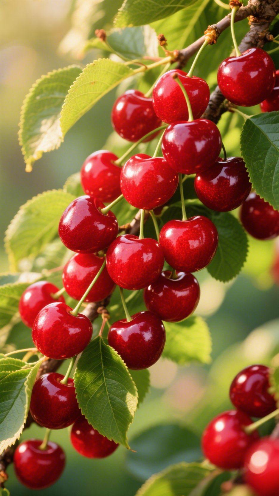 《樱红缀满夏风里》
 
风裹着日光的暖，漫过枝桠时，惹得那串樱桃轻轻晃。
 
是