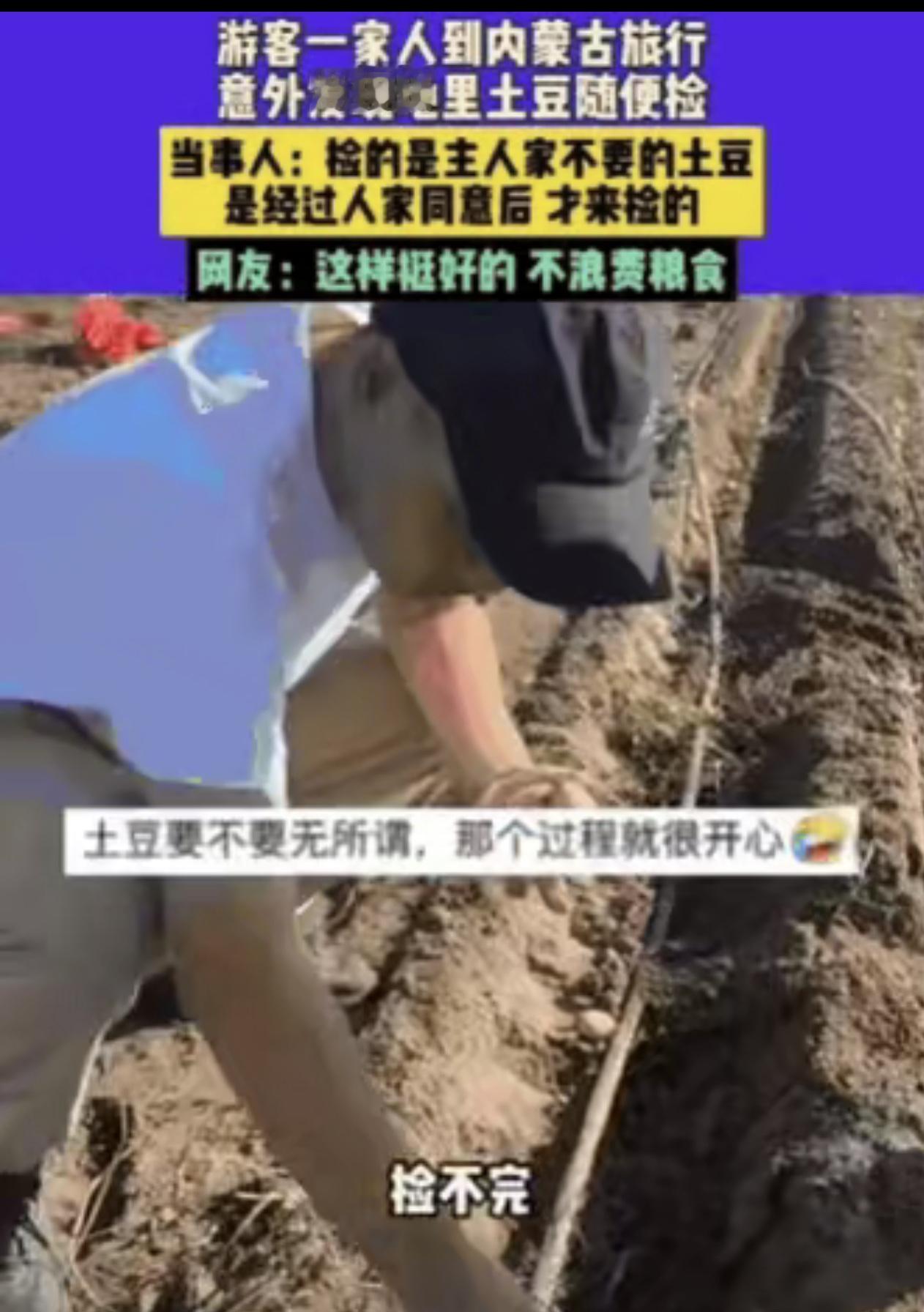 内蒙古土豆地里的暖心一幕：农户大方赠薯，游客满载而归

近日，一男子带着家人在内