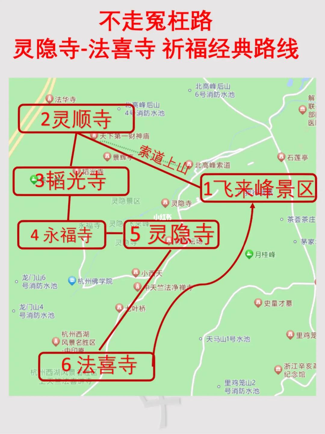 不走回头路/带你看懂灵隐寺-法喜寺祈福路线