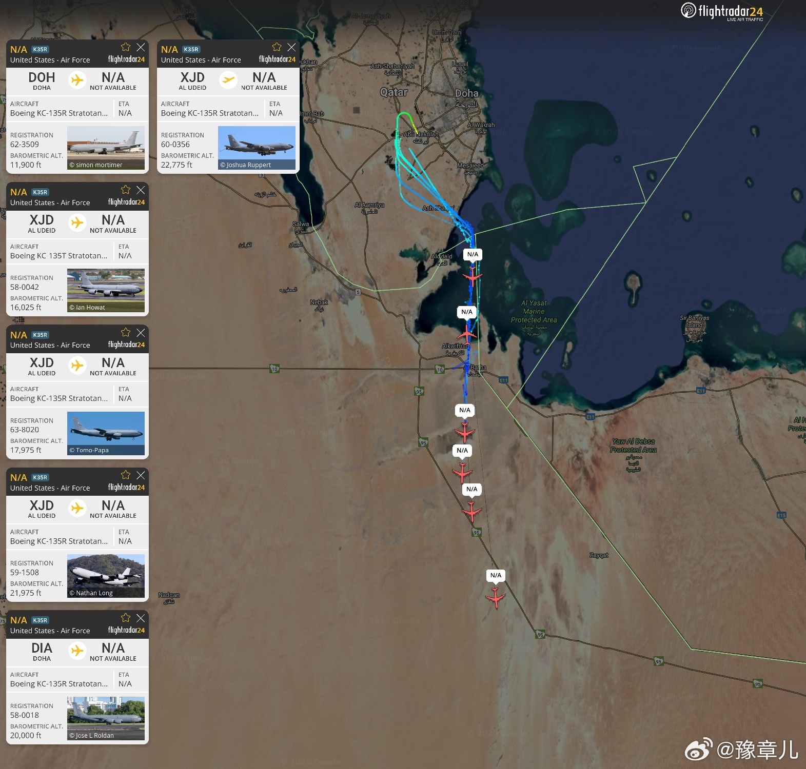 美国空军已开始从乌代德空军基地撤离军机，为针对伊朗的打击行动做准备。据观察，至少