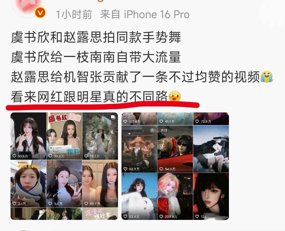 ？这是什么精神胜利法，三条加起来还没有露思一条高还好意思说…网红是看不上的，但合