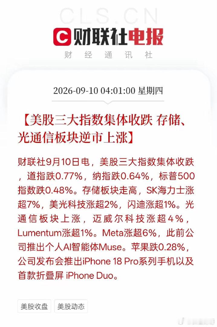 美股集体收跌！但有两个细分赛道逆势走强，A股开盘怎么看隔夜美股三大指数全部收跌，