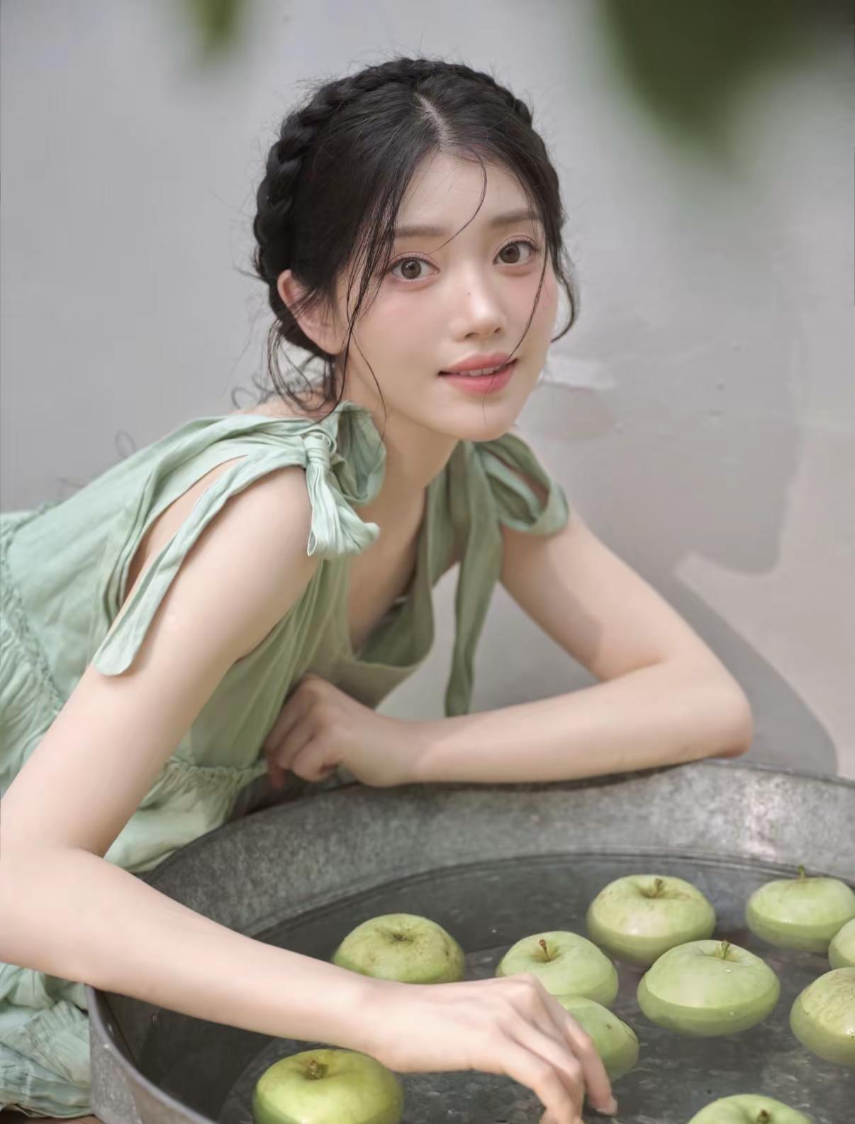 让我更难忘的，是那一点青涩。小婷🍠更新 清新感十足🍏😻沈小婷 夏日青苹果