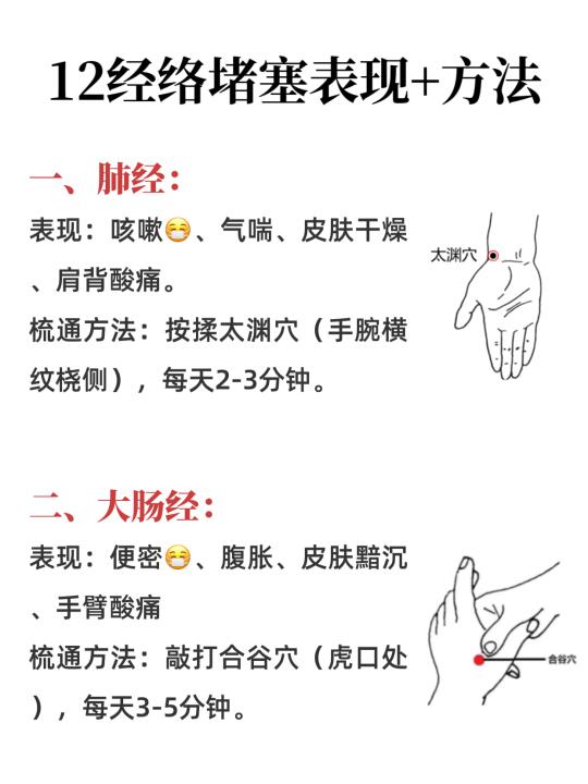 🔥【12经络堵塞表现+梳通方法】🔥