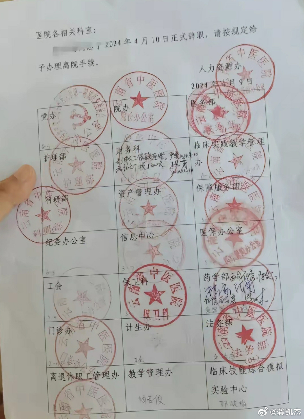 一护士辞职，需要盖的章。需要这么多的么 ​​​