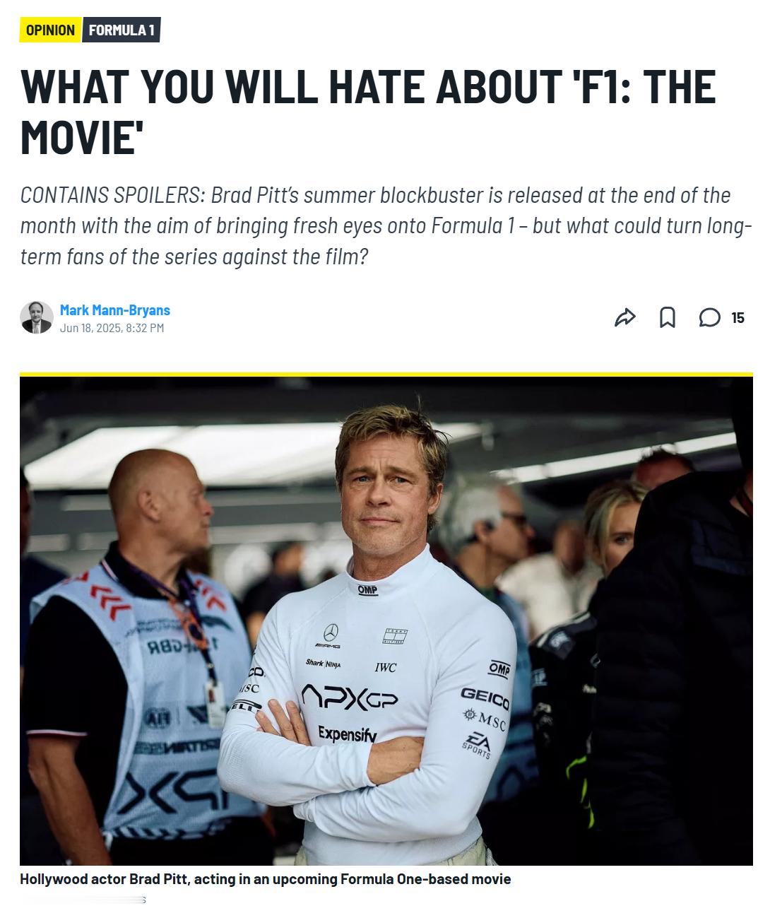 Motorsport撰文：你会不喜欢F1电影的哪些内容？作为一名从小观看F1赛事