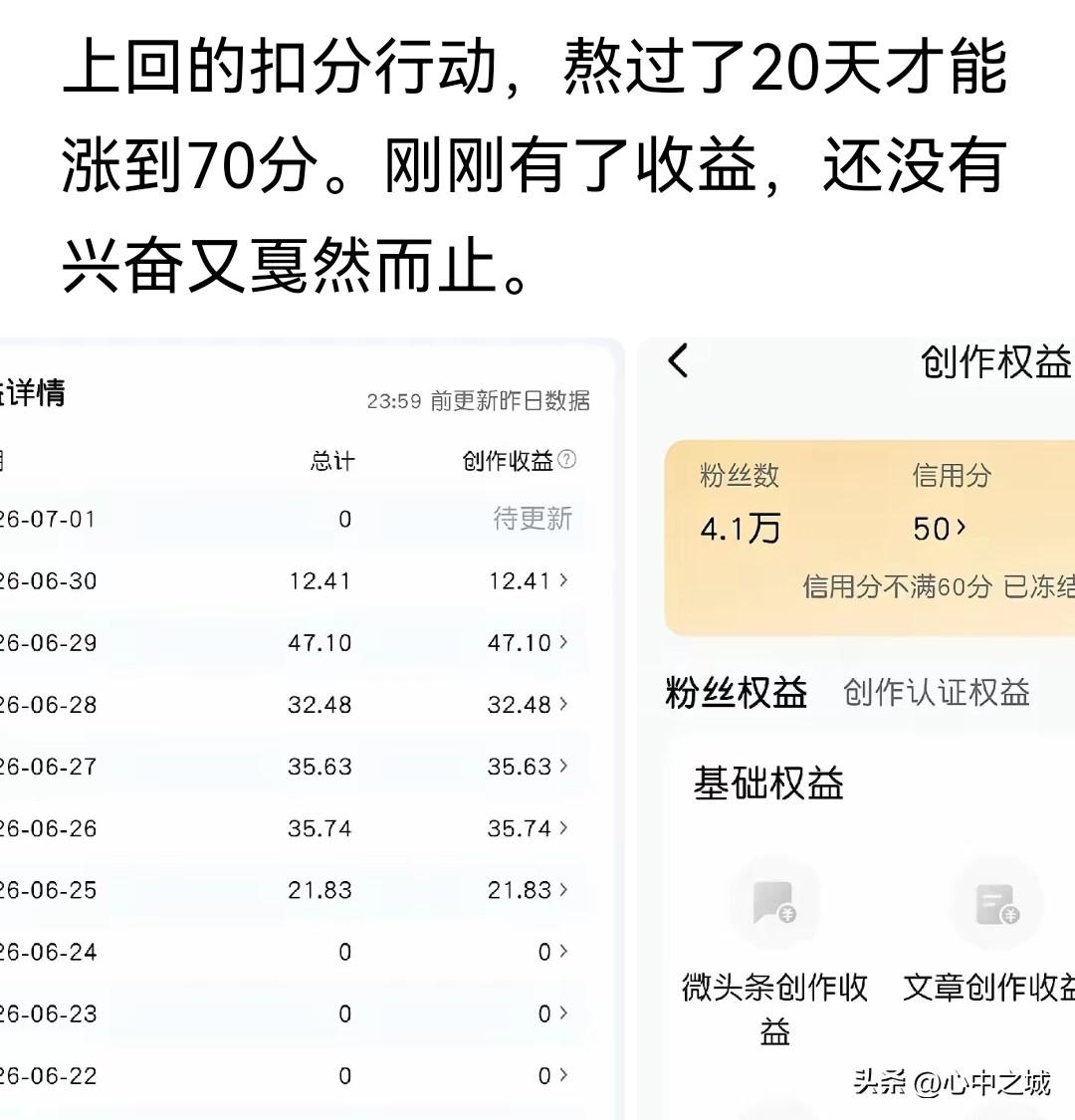 深表同情！

吃一堑，长一智。这位朋友根本没有走心，信用分刚刚恢复到70分，步子