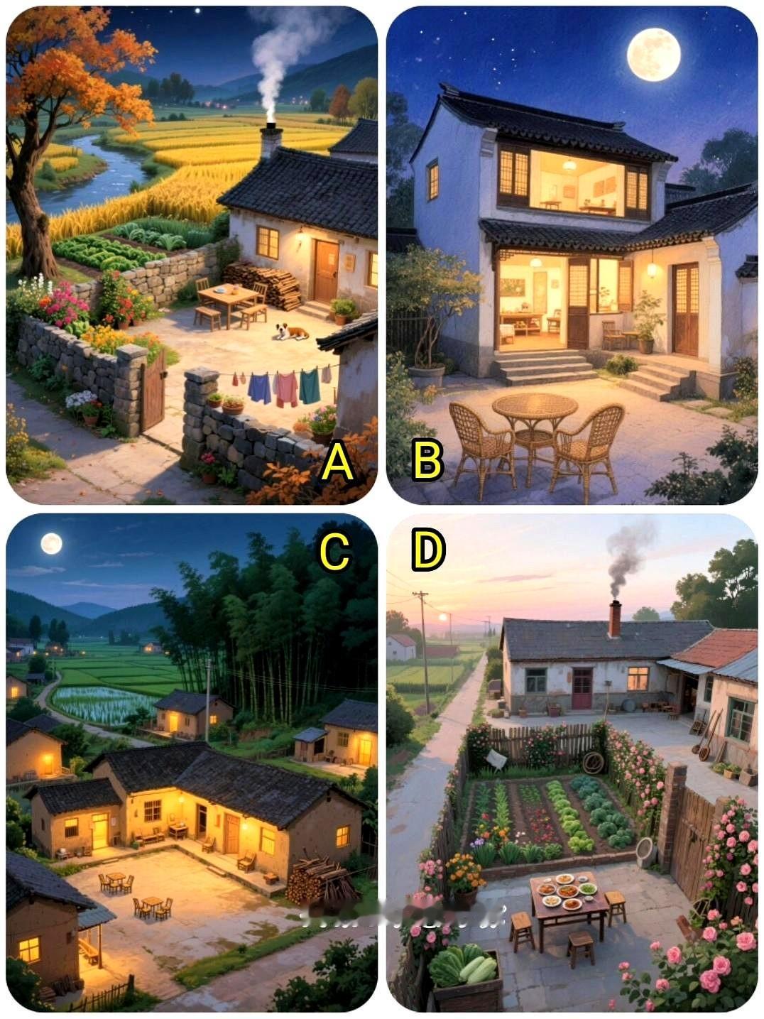 你喜欢在哪个小院里过幸福的晚年，測一測：你的晚年不愁缺什么⁉️ 👉【答案在评论