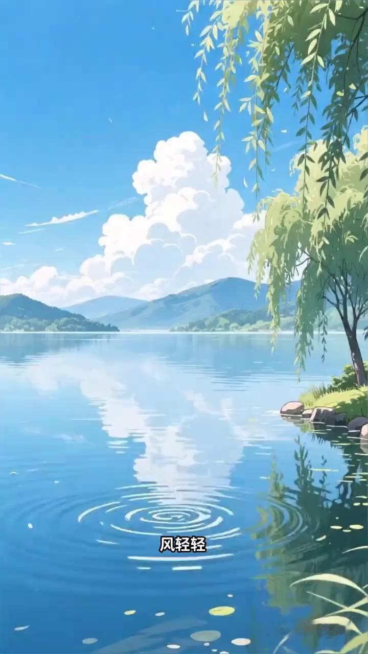 风轻轻，水柔柔，风抚水的腰，风来水花笑。自古风水缠缠绵绵上头，风和水最好配对。风