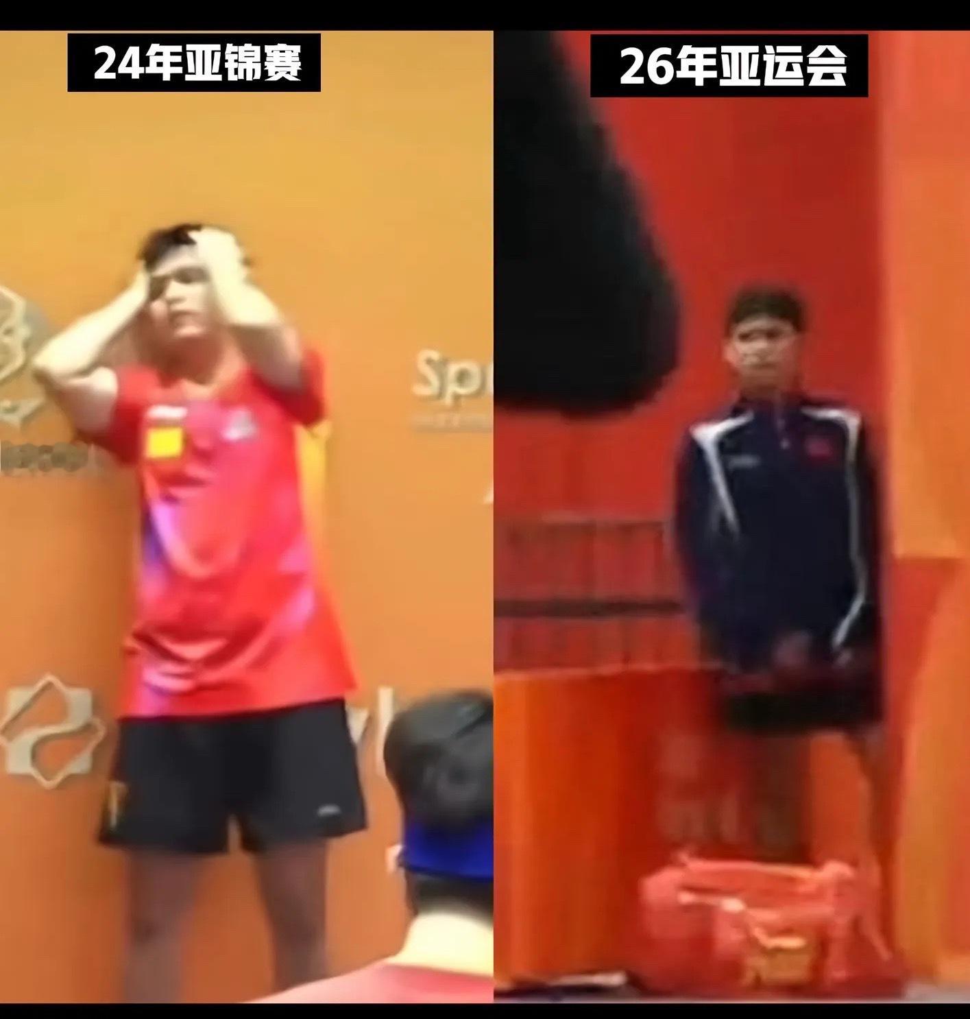 24年亚锦赛 同样的对手打满五局，同样的是躲在一旁无助的小石头😂 把孩子吓到了