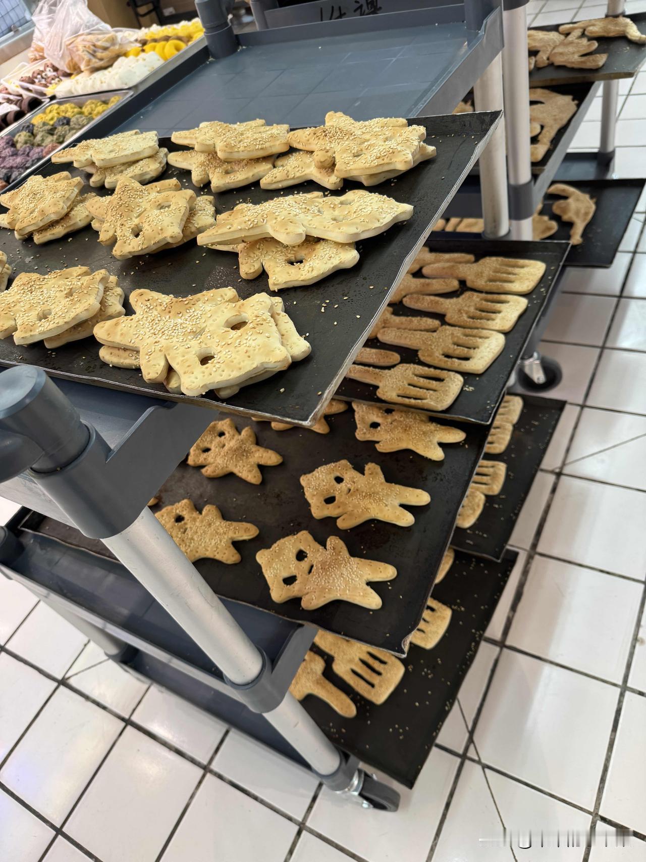 烧饼都出新造型了，今天和妈妈去逛商场，看到一个店铺门口有各种各样的烧饼，我还是第