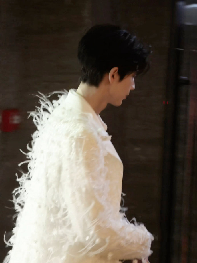 张凌赫开推4羽毛王子 张凌赫白羽西装大衣造型 张凌赫白羽西装大衣造型，张凌赫开推