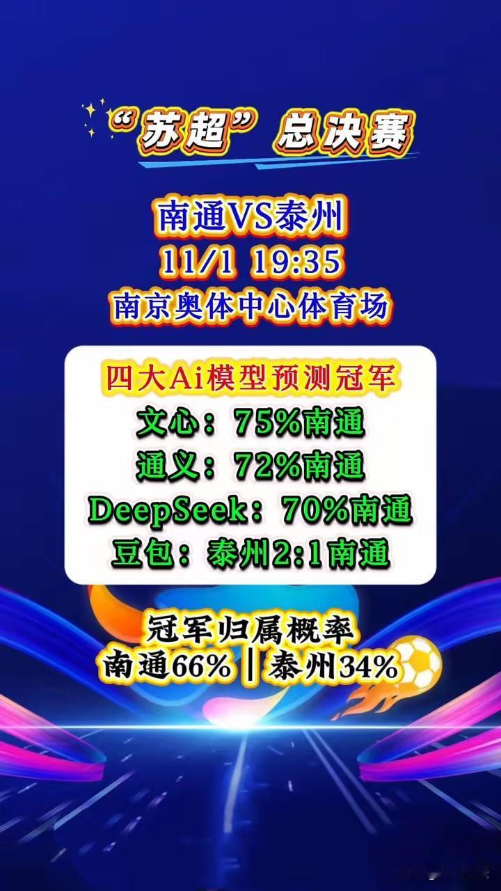 首届苏超总决赛南通和泰州的对决要在南京奥体中心体育场打响啦！这比赛还没开始，四大