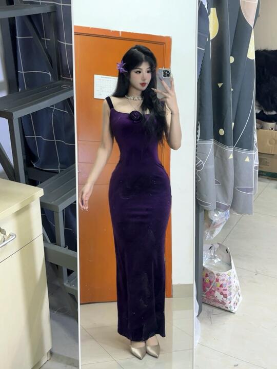 170/118这也太美了这条紫色长裙‼️超显腰臀